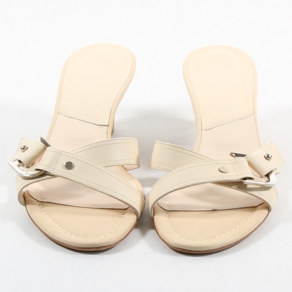 Dior Shoes - Dior Women's Cream Leather Slide Mules Heels 10